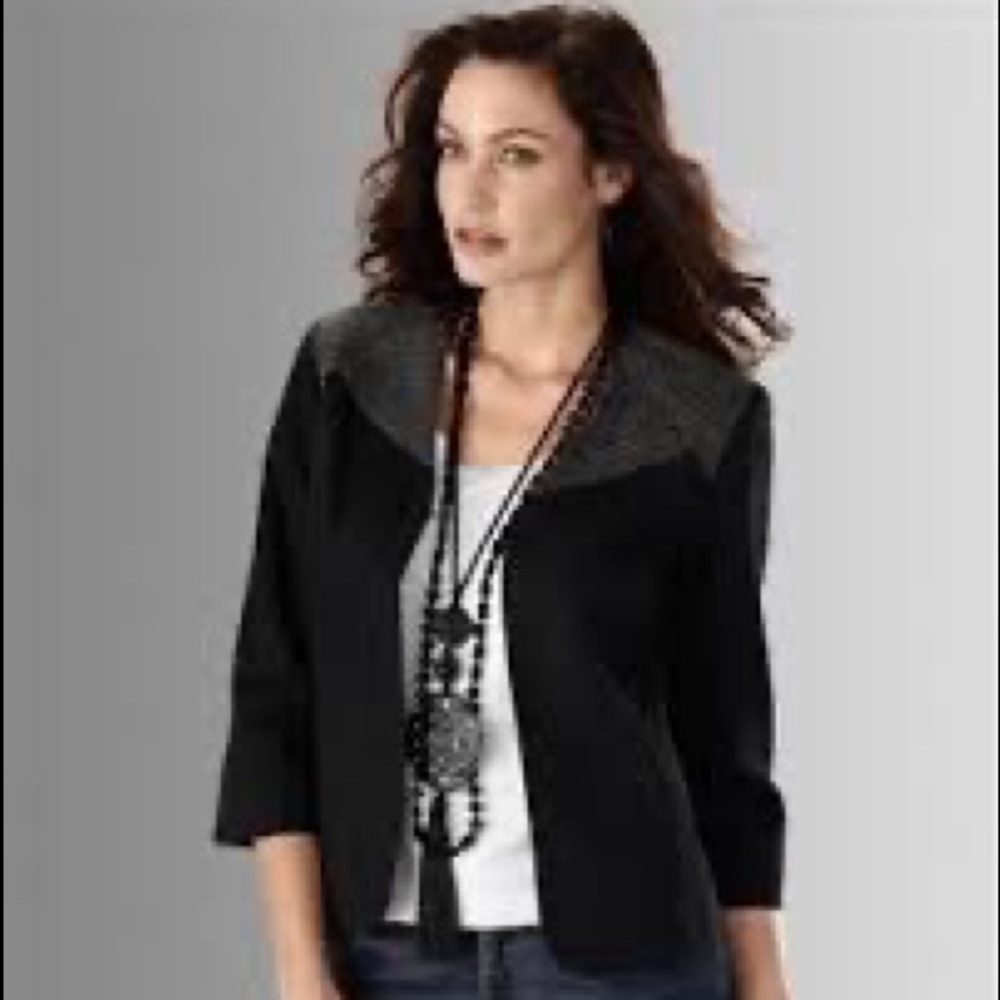 Metallic Linen blazer chicos chain embellished linen jacket size 2/12 NEW